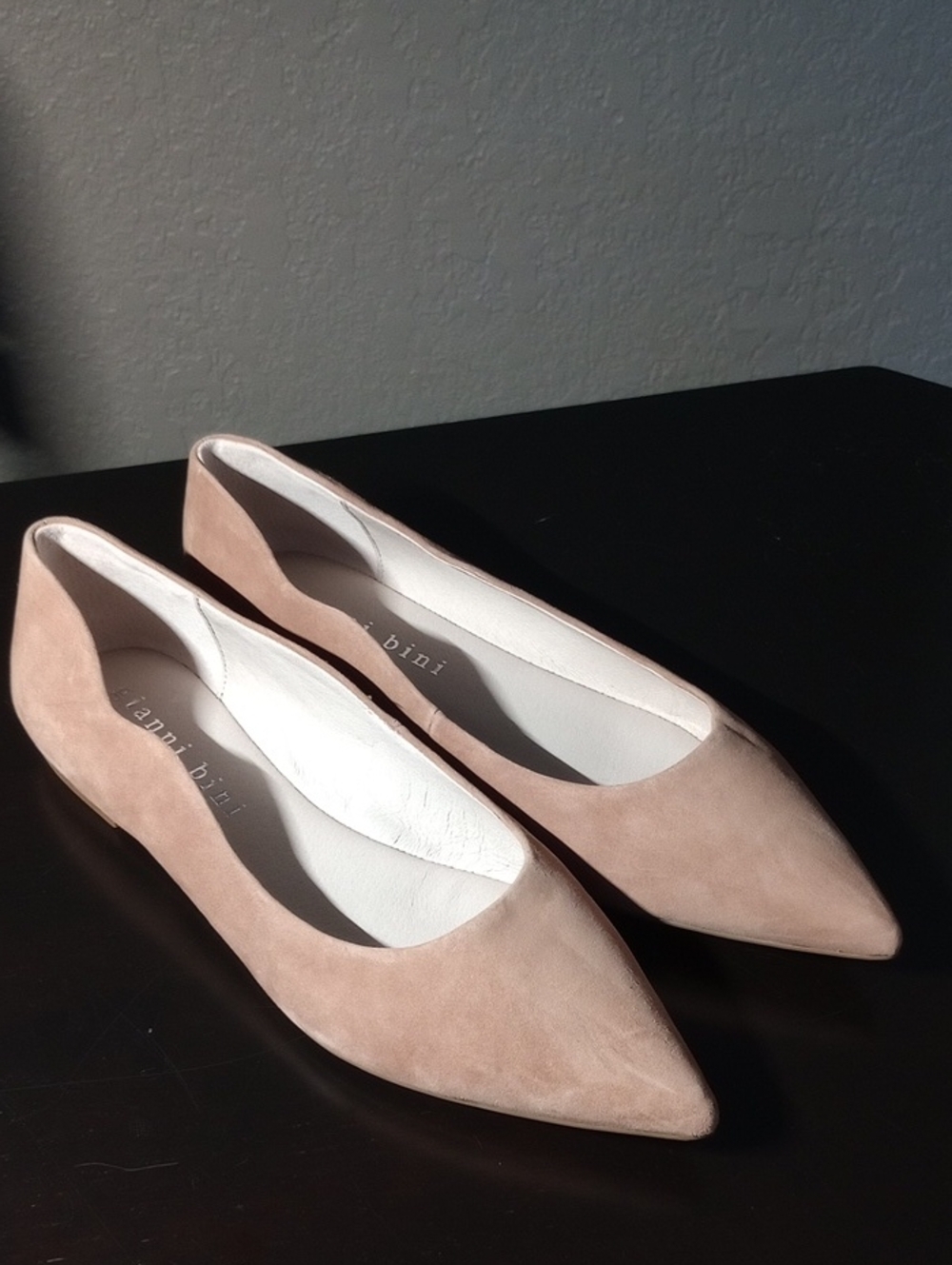 Pointed Toe Suede Flats in Blush